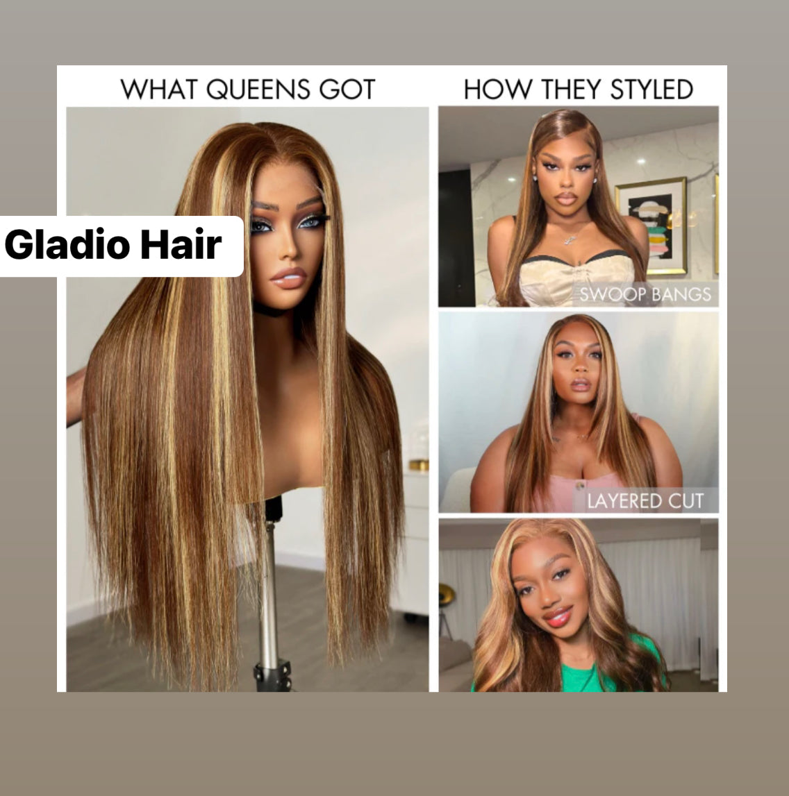 STRAIGHT BLONDE HIGHLIGHT SILKY GLUELESS CLOSURE WIG 5X5 HD LACE